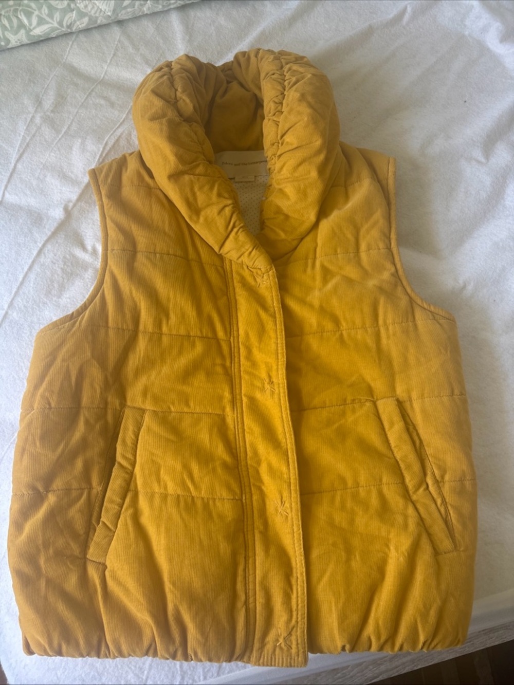 Pilcro and the Letterpress Mustard Yellow Quilted Puffer Vest